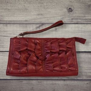 Nine West Cranberry Red Leather Clutch
